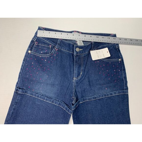 New Ultra Denim Girls Size 16 R Beaded Embellished Flare Jeans GM0956 Lapis - Picture 5 of 6